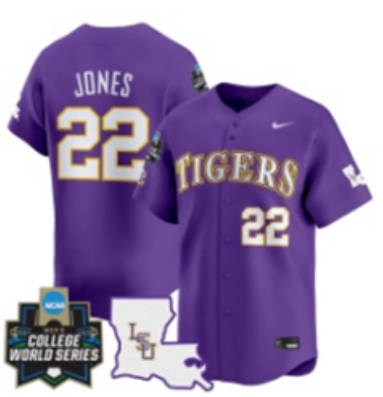 Men 2025 LSU Tigers #22 Jones purple Joint Name Nike NCAA 2025  Jersey style->ncaa teams->NCAA Jersey